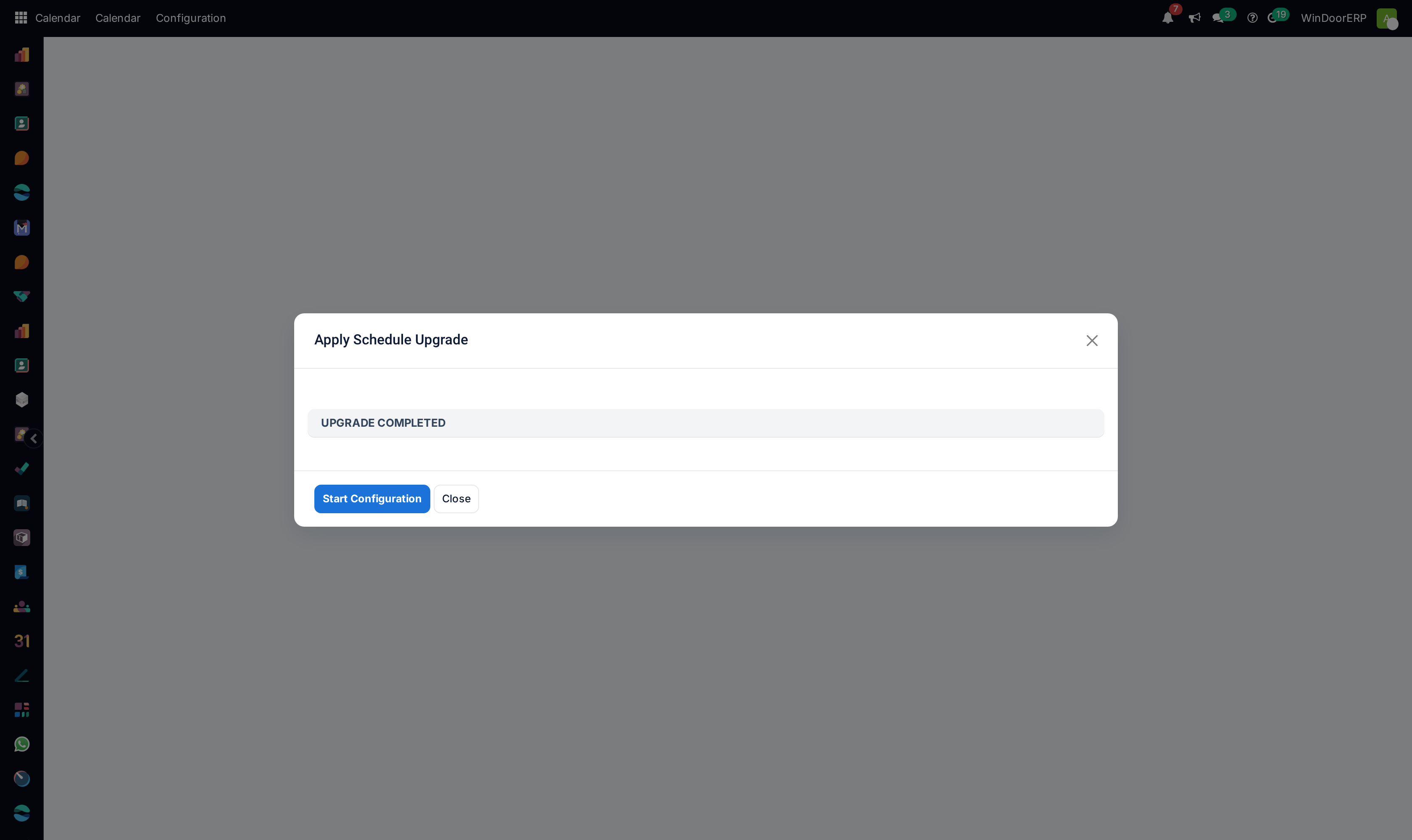 The Apply Schedule Upgrade dialog reporting 'Upgrade completed' — with nothing flagged for upgrade, there is nothing for it to do