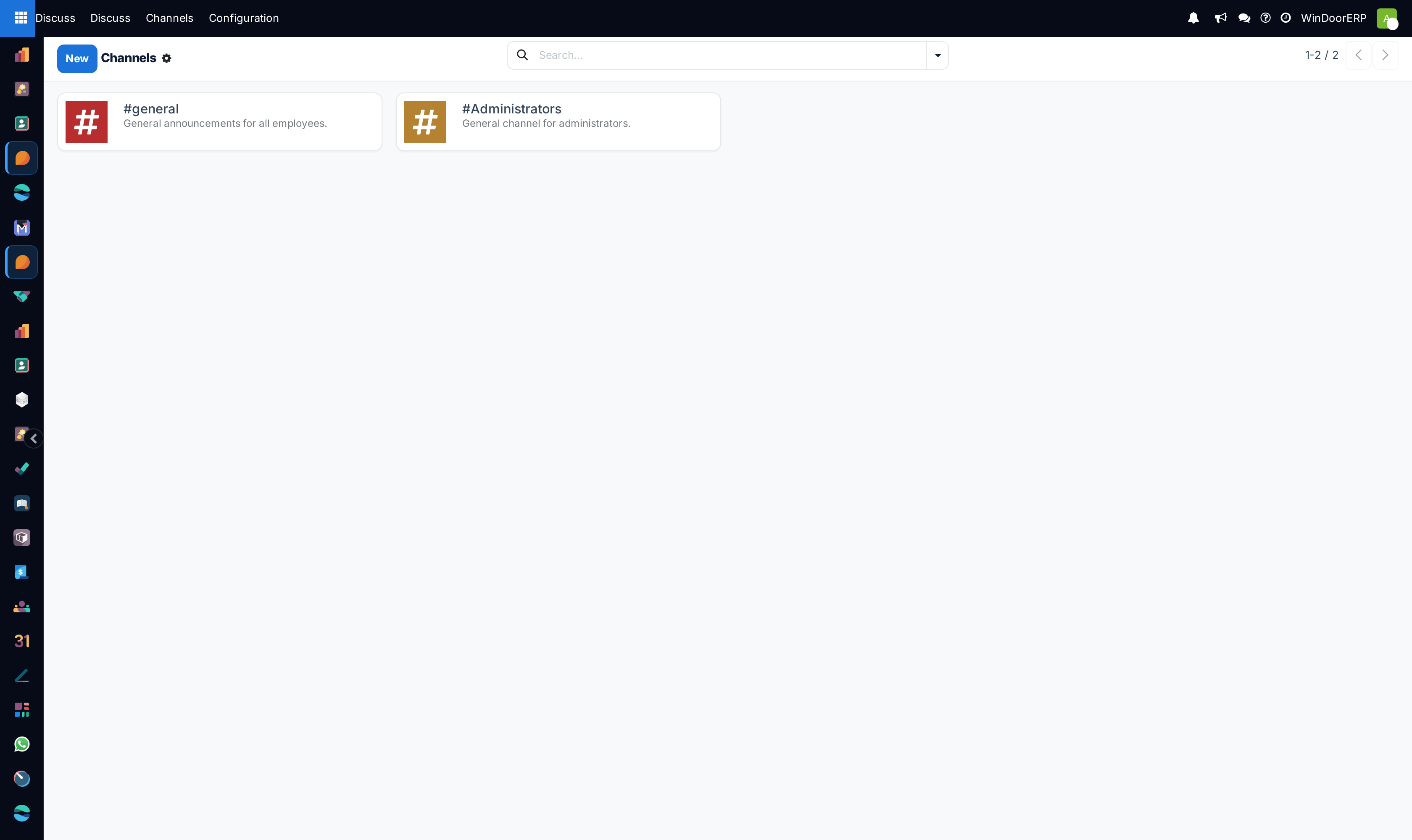 The Channels directory listing the channels available to join