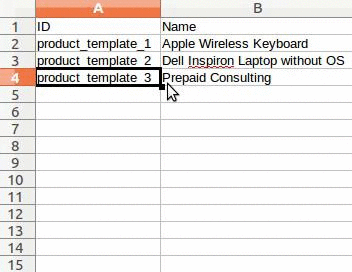 Dragging the first external ID down the ID column of a spreadsheet so every row gets a unique value