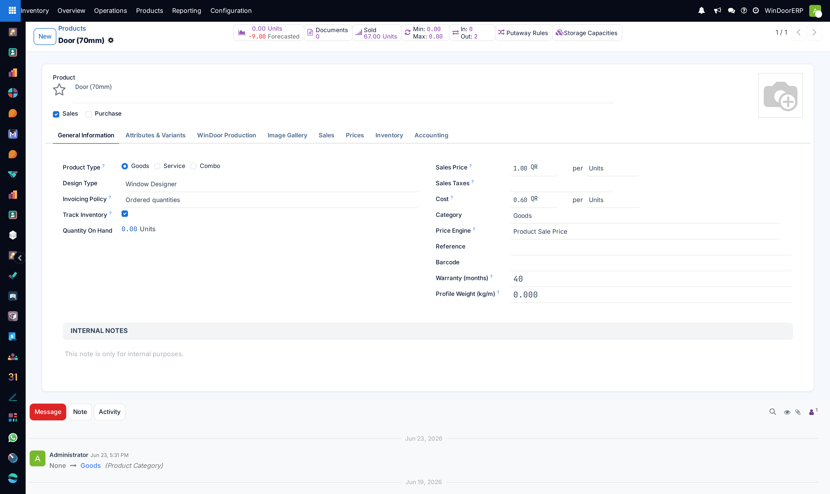 Configuring vendor lead time, manufacturing lead time and customer lead time on a product template.