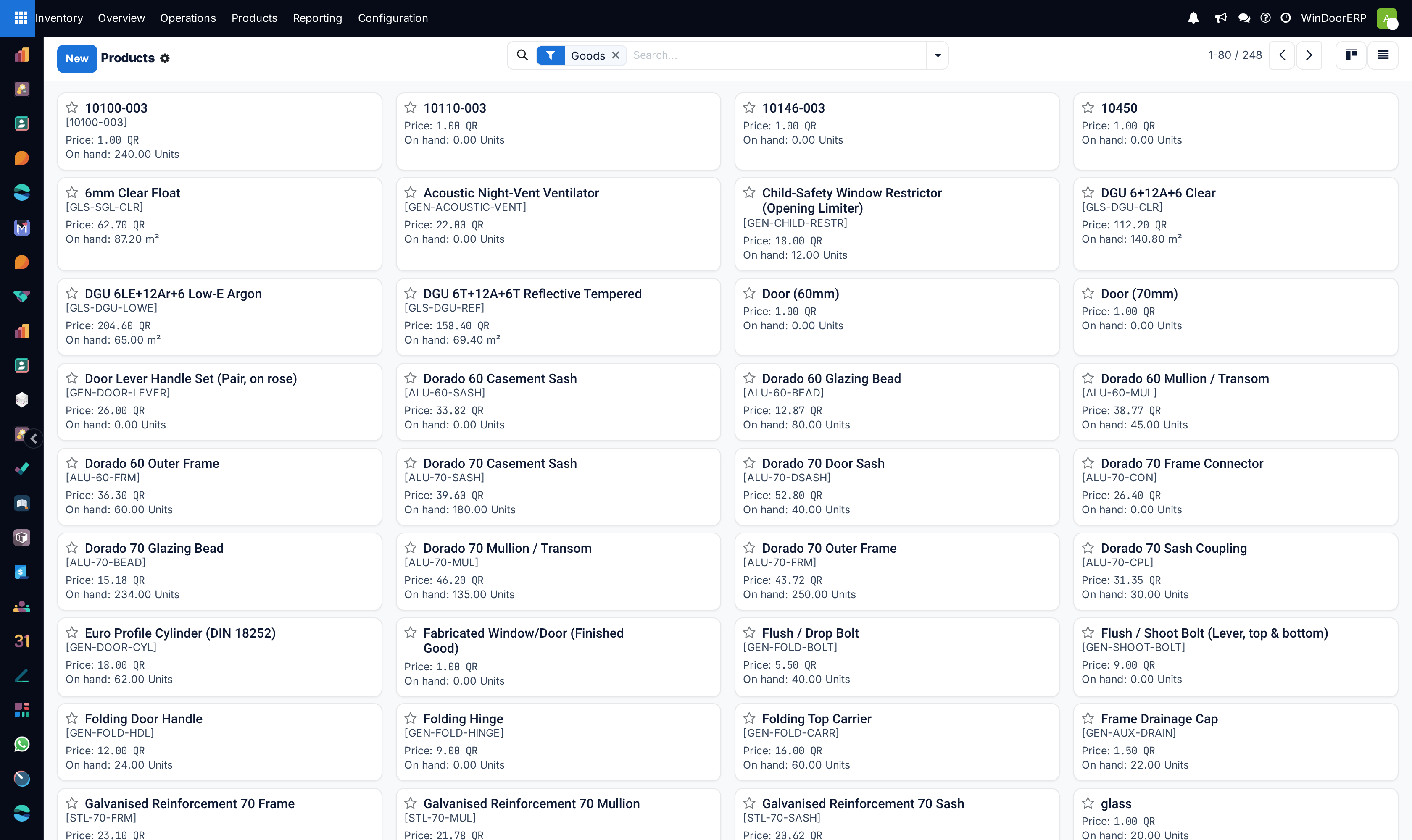 The product catalogue