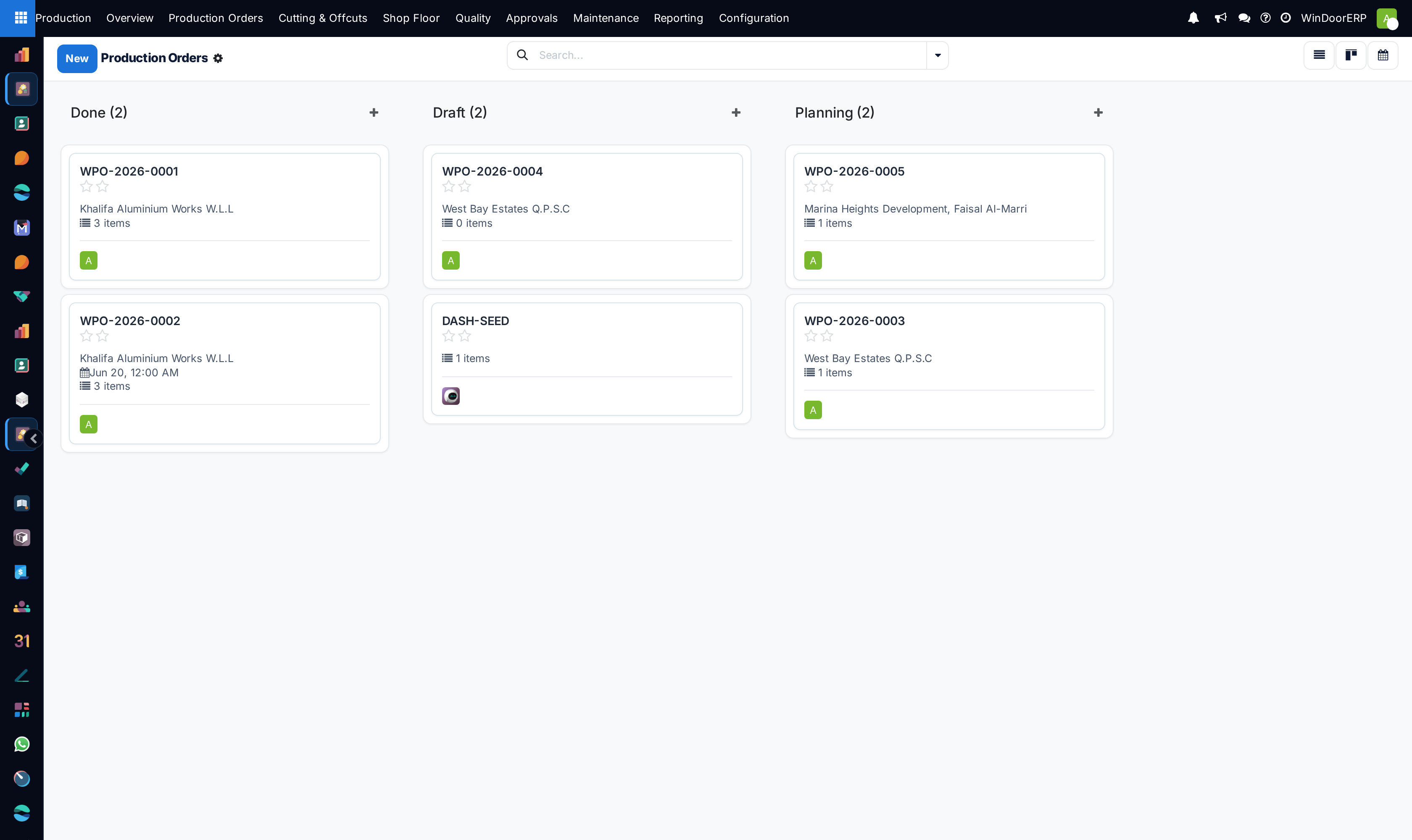 The same orders as a kanban board grouped by state