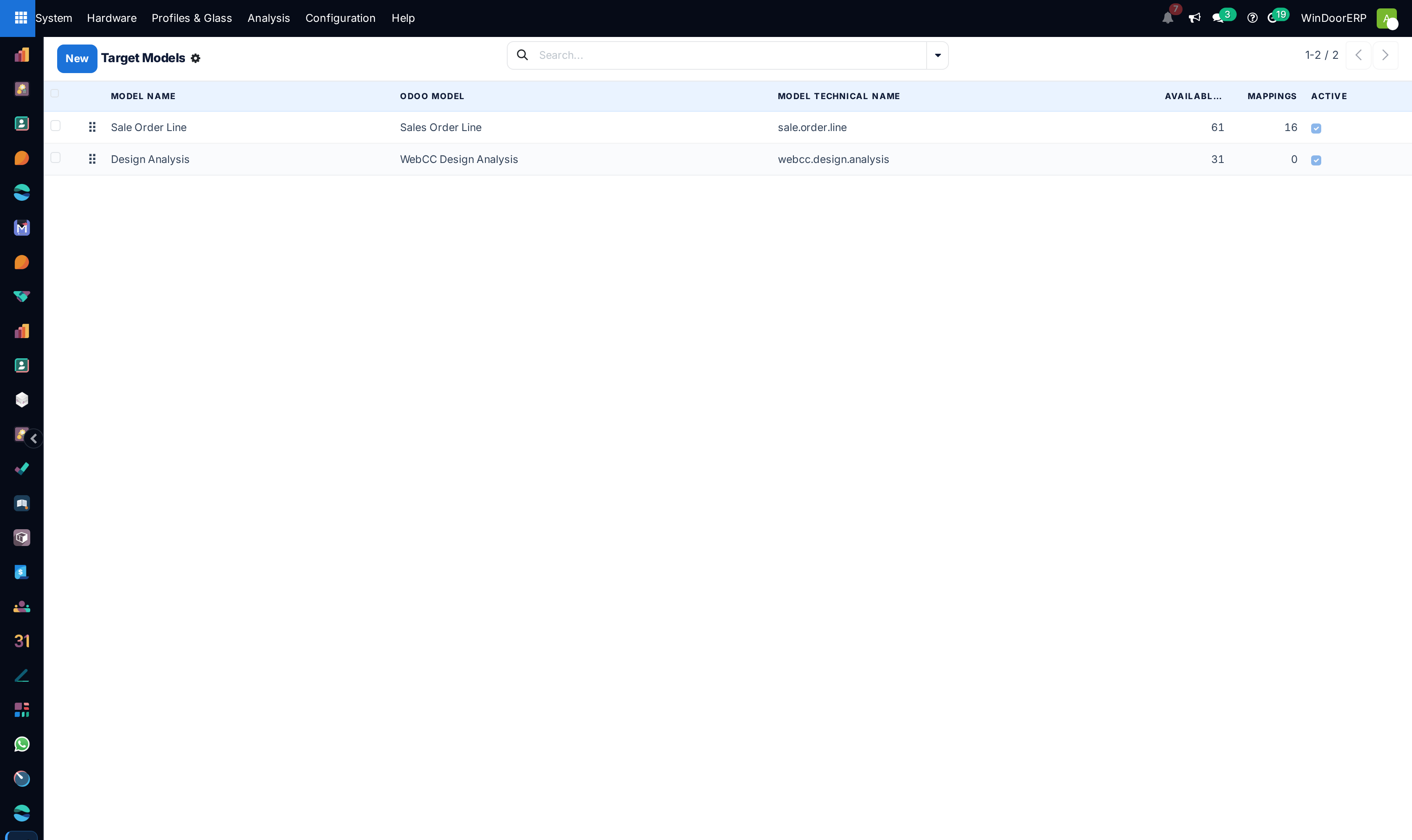 The Target Models list — the models mappings are allowed to write into