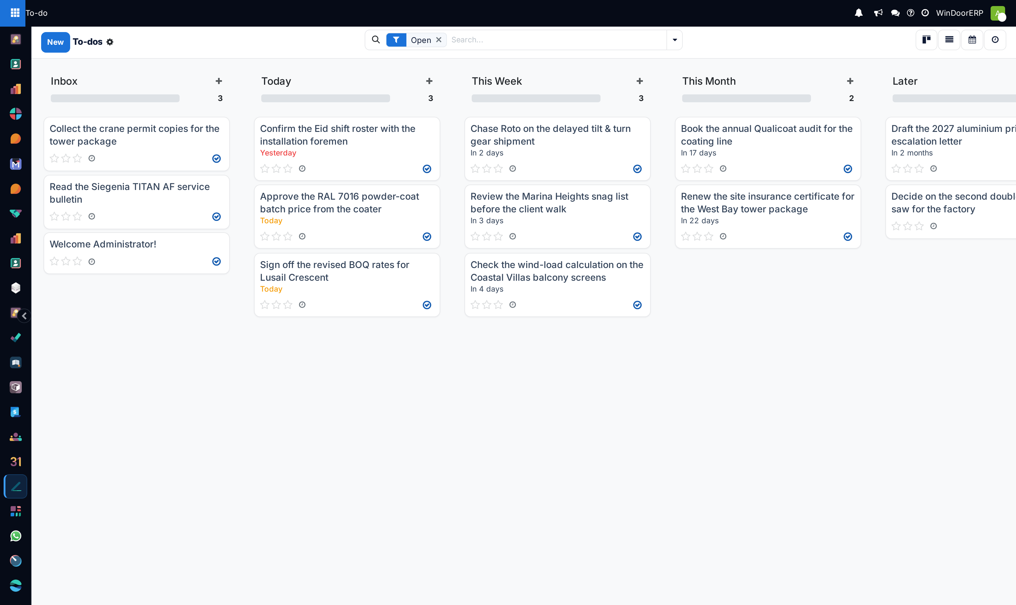 The To-do board with personal items in columns